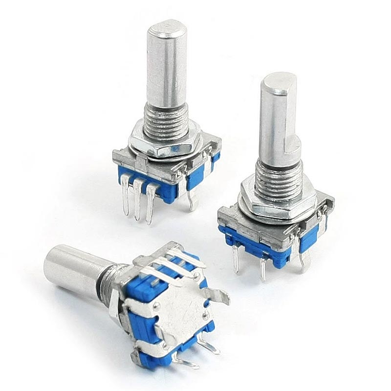 Энкодер инкрементальный механический EC11 с кнопкой (d 6мм, l 20 мм, 5 пинов)