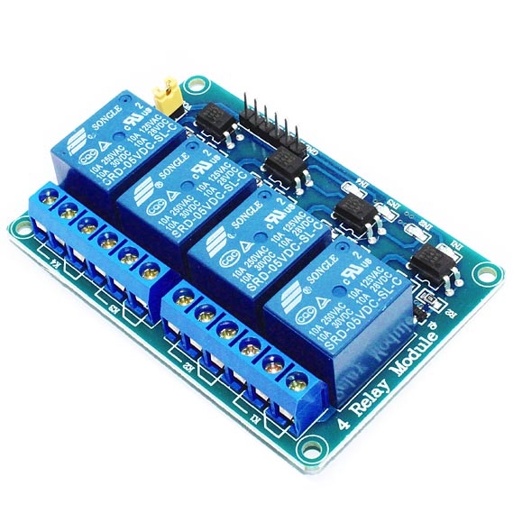 4-канальный модуль реле с оптопарами 5V (до 10А)