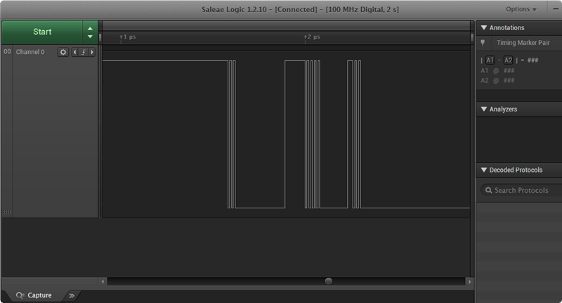 Вот так выглядит размыкание контактов с точки зрения микроконтроллера